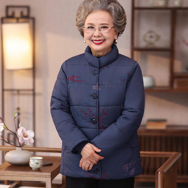 Mid-aged & Elderly Women's Embroidered Padded Cotton Jacket