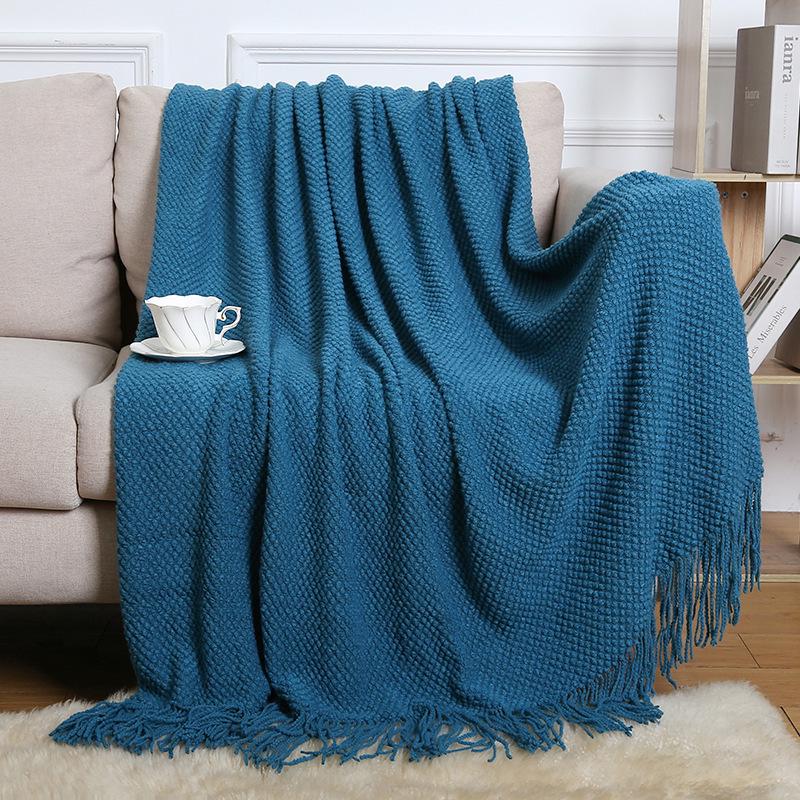 Bohemian Knitted Throw Blanket for Bed, Sofa, or Office Nap
