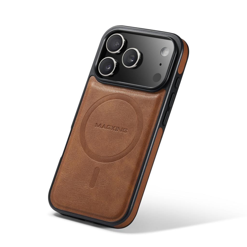 Business Phone Case for iPhone 17 Pro Max 16E 17Air 16 Pro 15 Plus 14 13 12 Magnetic Auto Leather+TPU+PC Full Protection Cover