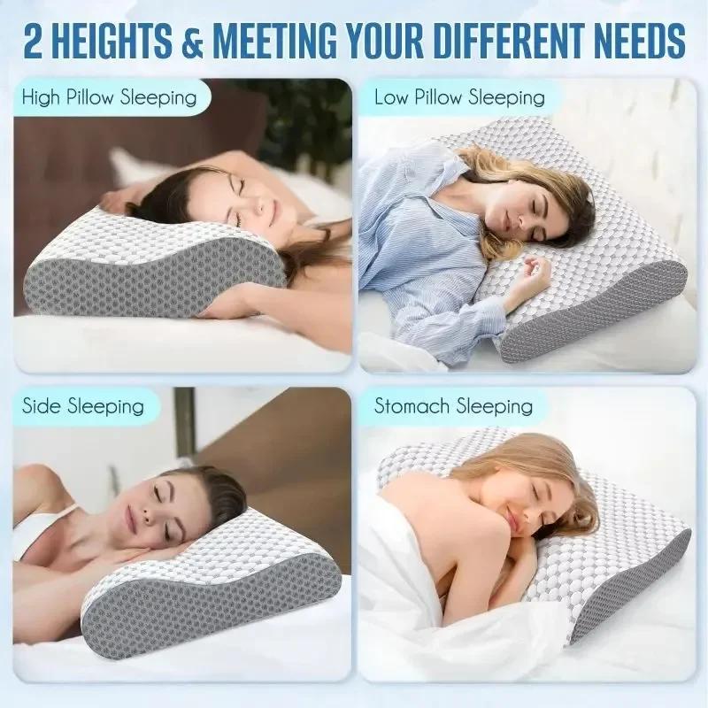 Neck and Shoulder Pain Relief Memory Sponge Pillow Slow Rebound Breathable Deep Sleep Neck Pillow Soft Cool Neck Pillow