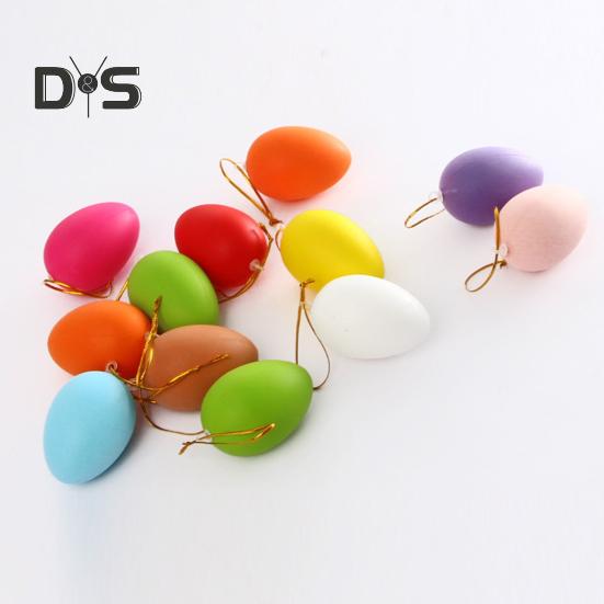 12/24Pcs Easter Egg Decorations Colorful Plastic Eggs Tree Hanging Ornament Kids DIY Craft Toys for Easter Party Home Decor