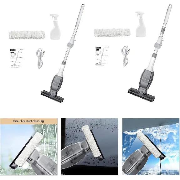 2 In 1 Electric Window Vacuum Cleaner Powerful Suction Portable Glass &Floor Cleaner Extendable for Home Car Mirror Tiles Marble