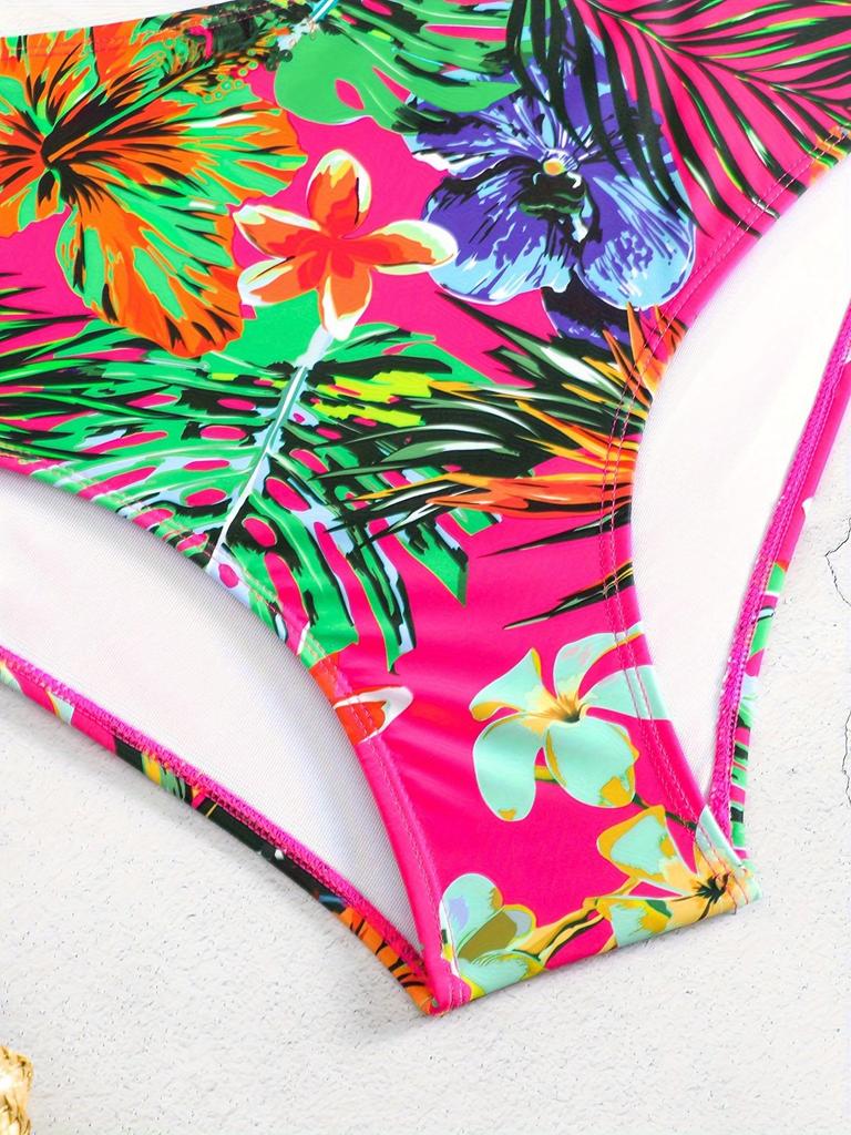 2025 Floral Plus Size Bikini Swimwear for Women - European & American Style Swimsuit