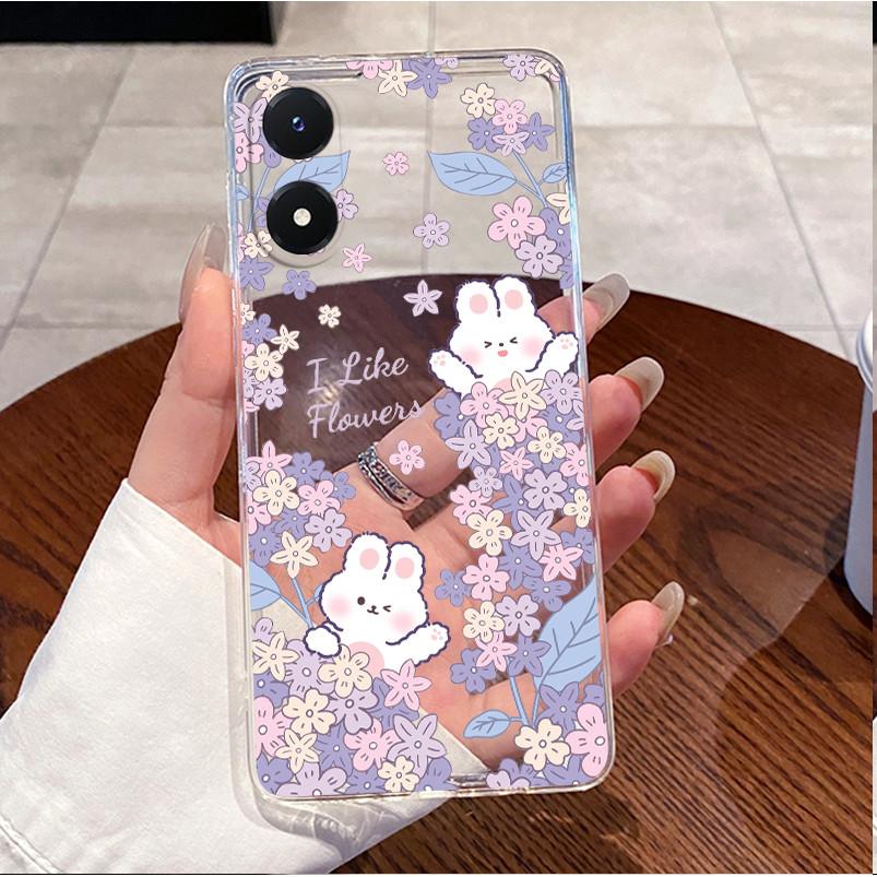 Phone Case For Vivo Y02S Case V2203 Bumper Soft Silicone Back Cover for Vivo Y16 Funda Love Heart Rabbit Case for VivoY02S Y 02S