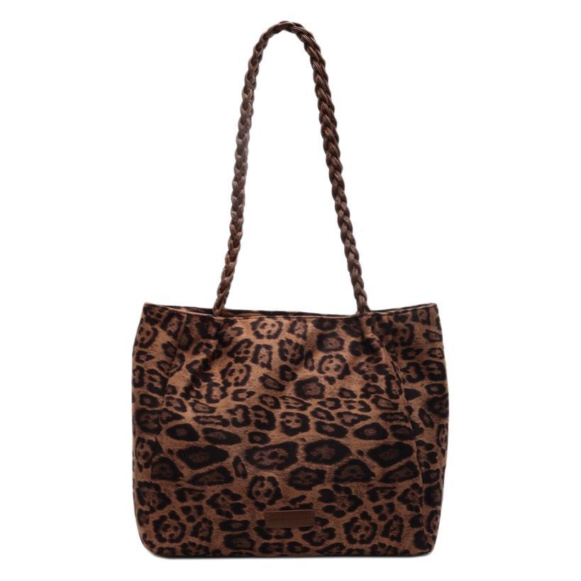 New suede leopard print shoulder bag fashionable and casual large-capacity shoulder bag women's commuter portable tote bag