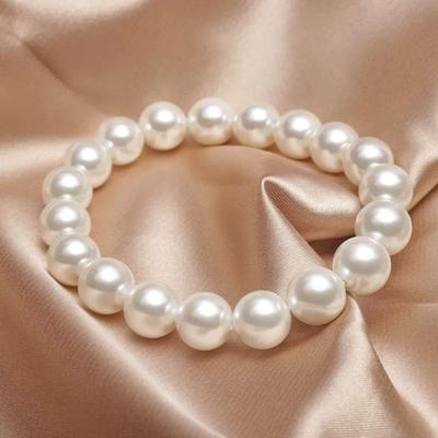 Elegant White Pearl Bracelet for Women, Classic Round Simulated Pearl Bangle, Dainty Wedding Bridal Jewelry, Gift for Mom, Mother's Day Gift