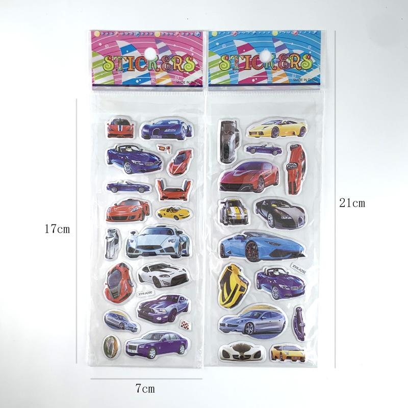 12 Sheetsset Racing Car Sports Cars Style 3D Puffy Bubble Pvc Sticker Kids Cartoon Scrapbook Stickers For Boys Classic Toys