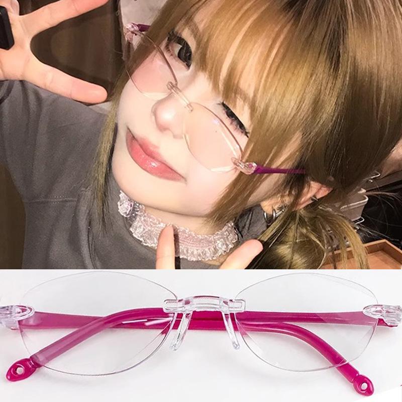 

Retro Narrow-frame Glasses Women Anti-Blue Light Rimless Y2K Square Harajuku Eyewear Decorative Computer Eyeglasses Accessories розы красного