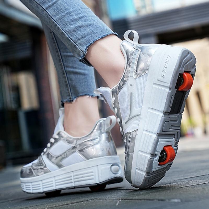 Two Wheels Children's Roller Skate Shoes For Kids Boys Girls Sports Sneakers Walking Running Wear-resistant Casual Skateboard