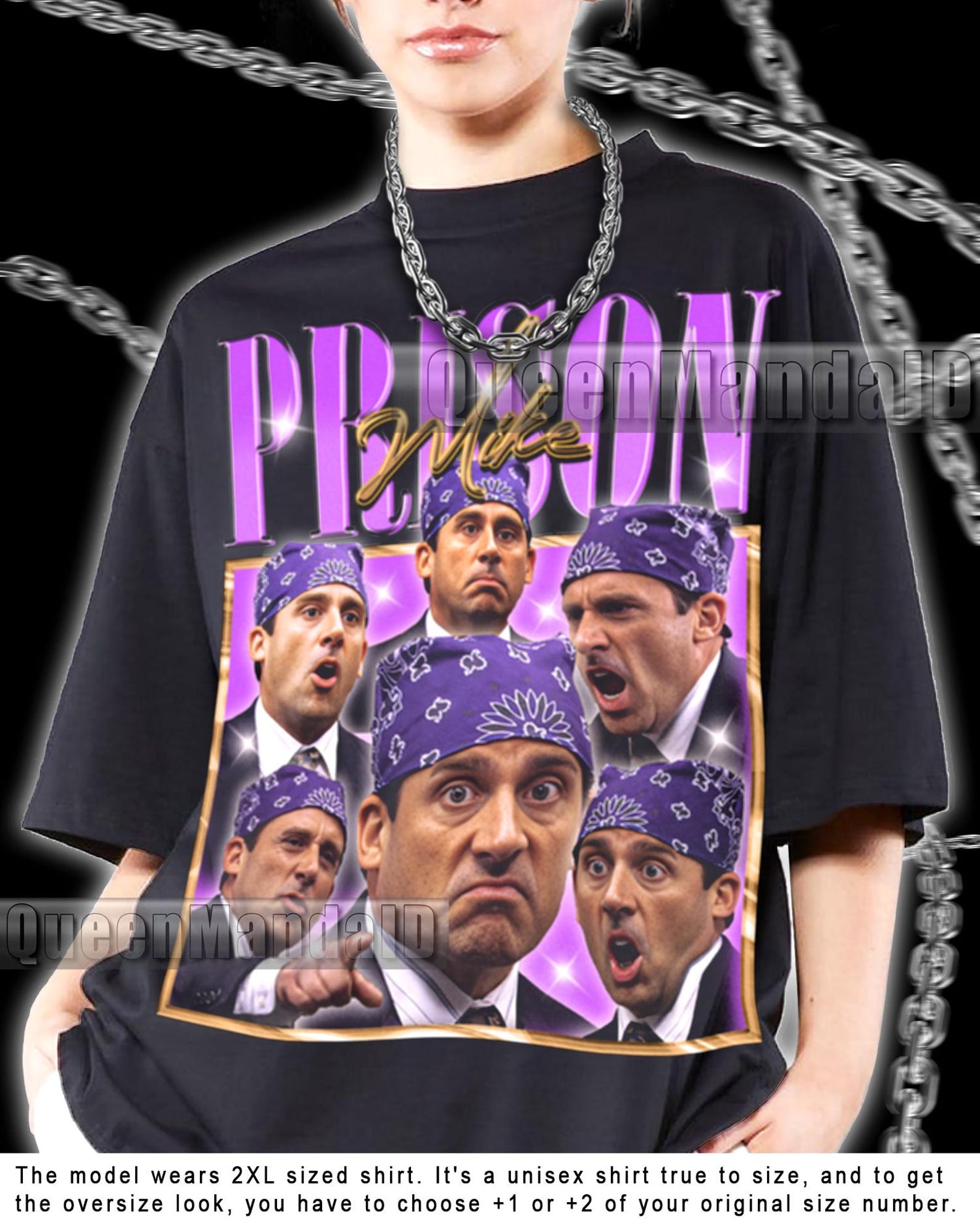Prison Mike Shirt Retro Fan Tee, The Office 90s Retro Style Michael Scott SweaT-Shirt R033 M