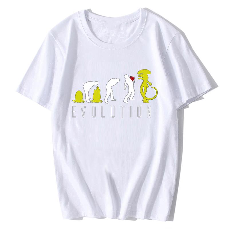 Man Women Fashion T Shirt Funny Evolution Of Alien Mens SciFi TShirt Men Leisure Tops Male Summer Oversized Tees Cotton