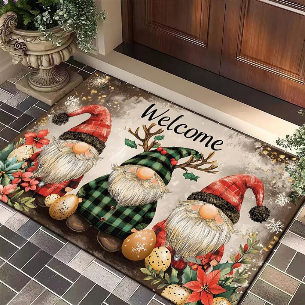 1pcs Santa Claus Snowman Elf Christmas Doormat Festive Non Slip Entrance Rug Holiday Floor Mat for Living Room Bedroom Decor