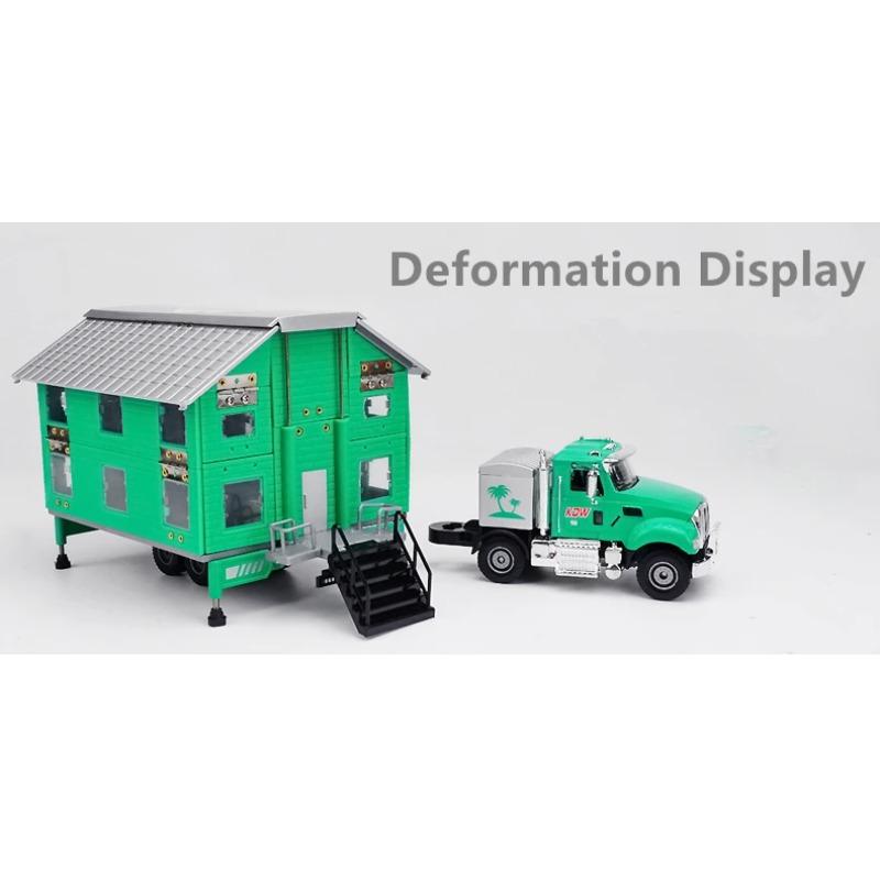 1/50 Alloy Luxury RV Recreational Vehicle Car Model Metal Camper Van Motorhome Double Deck Touring Travel Car Model Children Toy Gift