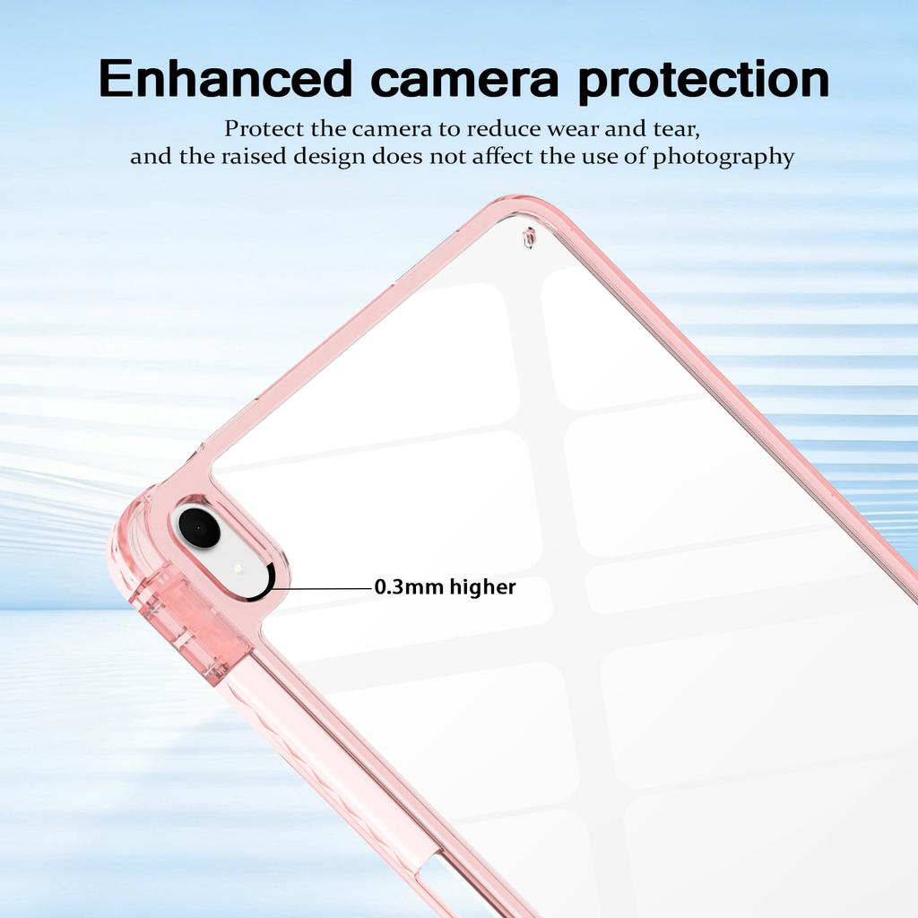 For iPad (2025) / 10.9 (2022) Case TPU + Acrylic Clear Back Ultra Thin Tablet Cover with Pen Slot