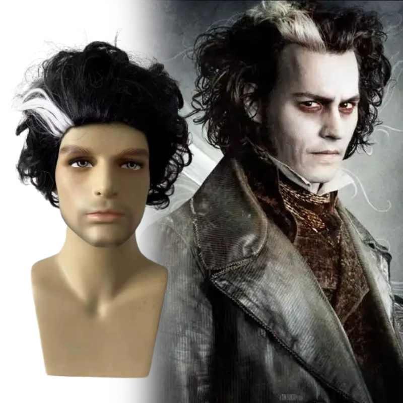 Sweeney Todd The Demon Barber Of Fleet Street Wig Short Curly For Halloween Party Cosplay
