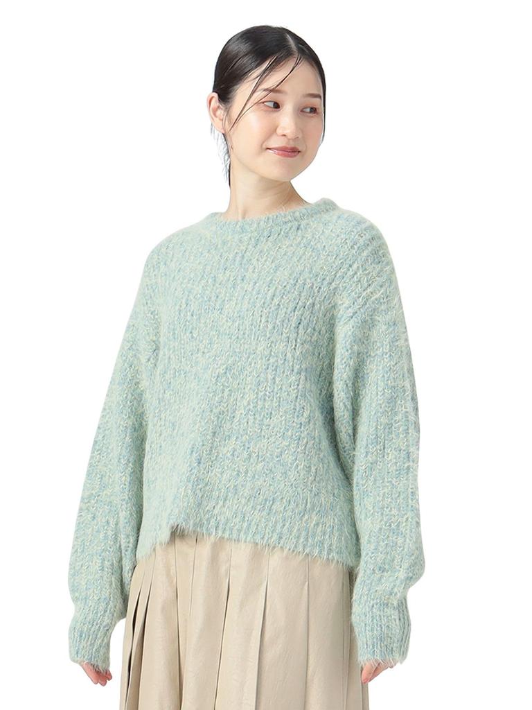 Beams Heart Shaggy One Size L/S Knit, Color-Coordinated Knit, Women's, SAX,