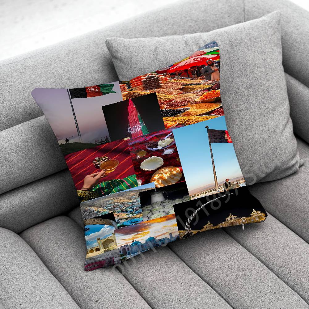 Flag Afghan Afghanistan Passport Map Throw Pillow Case For 55x55cm 30x30cm 50x50cm 45x45cm 40x40cm Square Chair Pillowcase Case