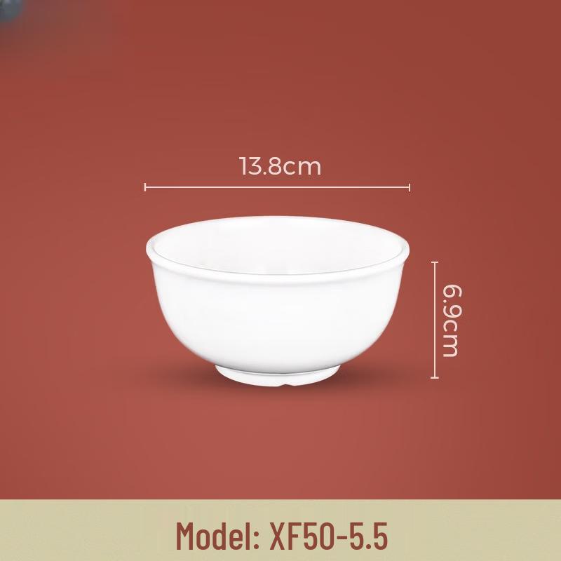 White A5 Melamine Round Soup and Rice Bowl, 5.4-inch