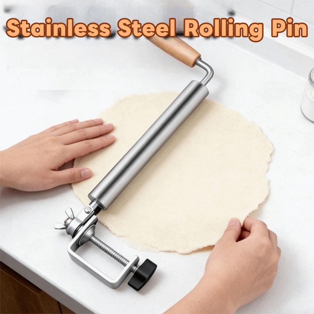 Smooth Surface Dough Roller Non-Stick Dough Sheeter Stainless Steel One-handed Rolling Pin  Pizza