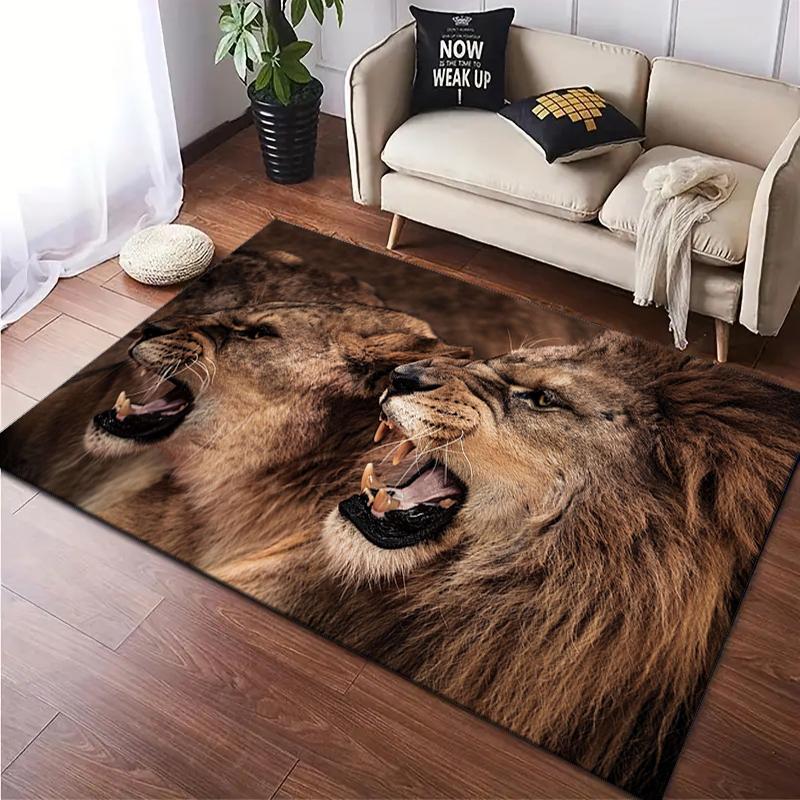 1PC Lion Pattern Printed Carpet Rug for Living Room Bedroom Home Sofa Decoration,Non-slip Floor Mat Floor Mat