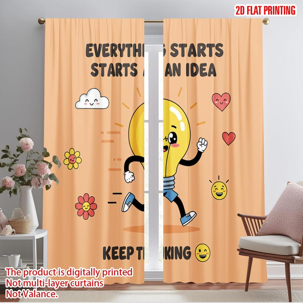 

2pcs 2D flat printing Drapes Creative Idea Light Bulb Fabric Without Electricity Party Decorations Perfect for room decor 52.50×116.00 CM 2pcs