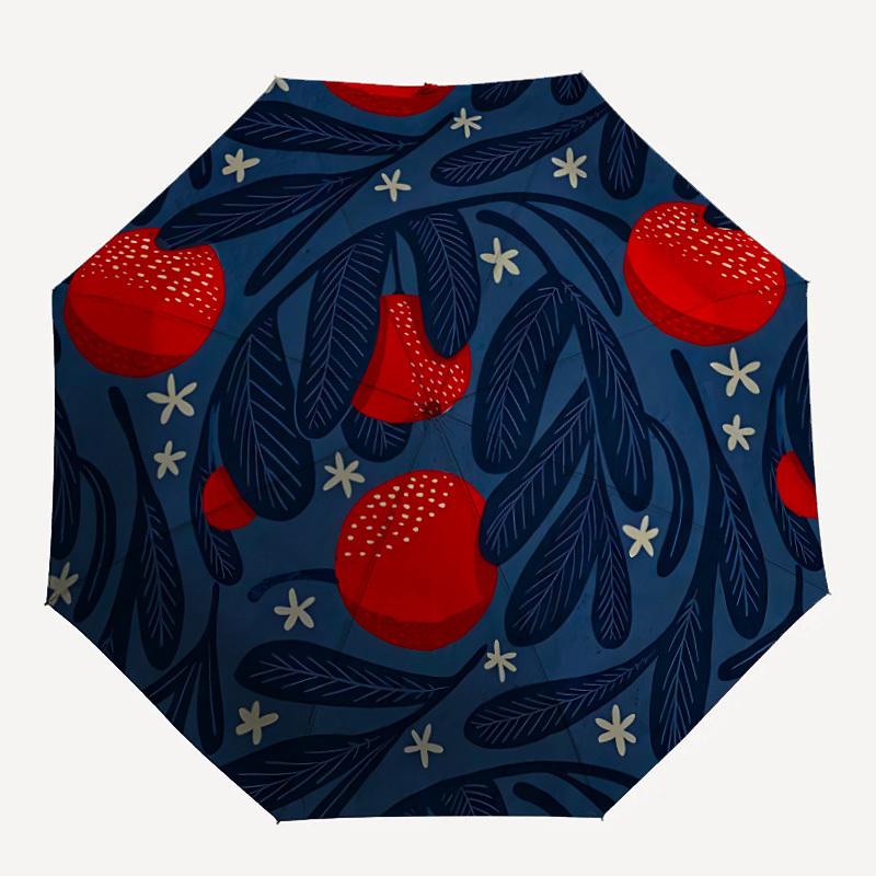 1pc Cherry PatternAutomatic Open/close Folding Umbrella, Compact Portable Travel Umbrella, Perfect Birthday/Holiday, Cute Umbrella y006