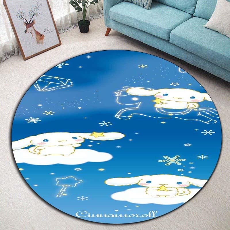 The My Melody and Cinnamoroll Cartoon Round Rug Can Be Used To Decorate Living Rooms, Bedrooms, Sofas, and Playrooms;