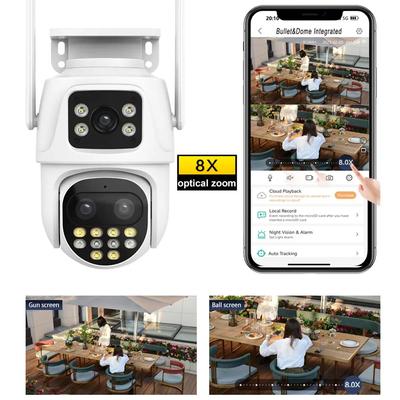 Yeni AB 9MP WiFi IP Kamera Dış Mekan 8x Optik Güvenlik Kamerası Üçlü Lens Çift Ekran CCTV ICsee WiFi Gözetim Gece Görüşü Otomatik İzleme