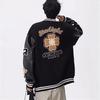 Trendy Men's Heavyweight Embroidered Baseball Jacket: Hip-Hop Street Style, Loose Fit, Wool Blend PU Leather, Perfect for Spring & Autumn