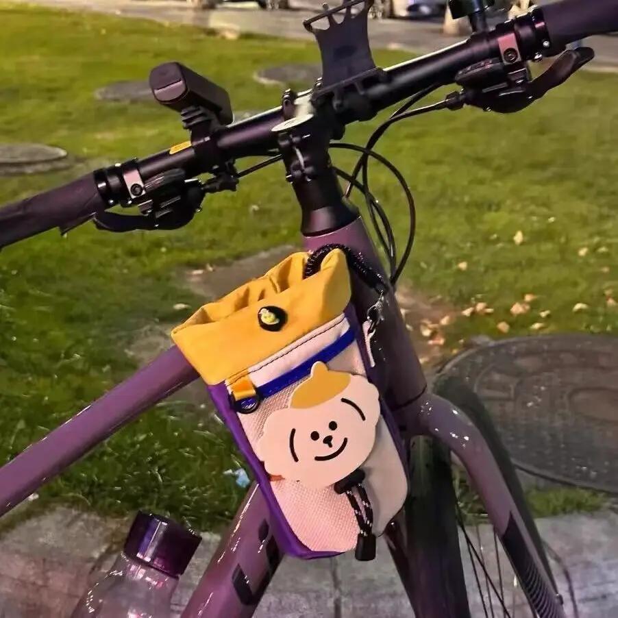 Newest 2025 Bicycle Water Bottle Bag Kid Bike Carrier Bag Cartoon Cycling Riding Gear Mountain Bike Road Bike Front Bags arancione