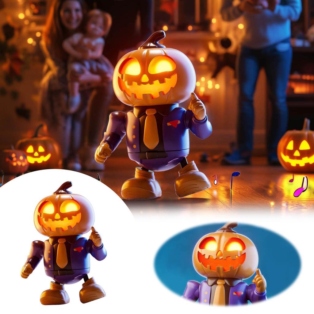 Halloween Dancing Pumpkin Robot Novelty Toy With Music And LED Lights Interactive Electronic Gadget For Kids And Adults