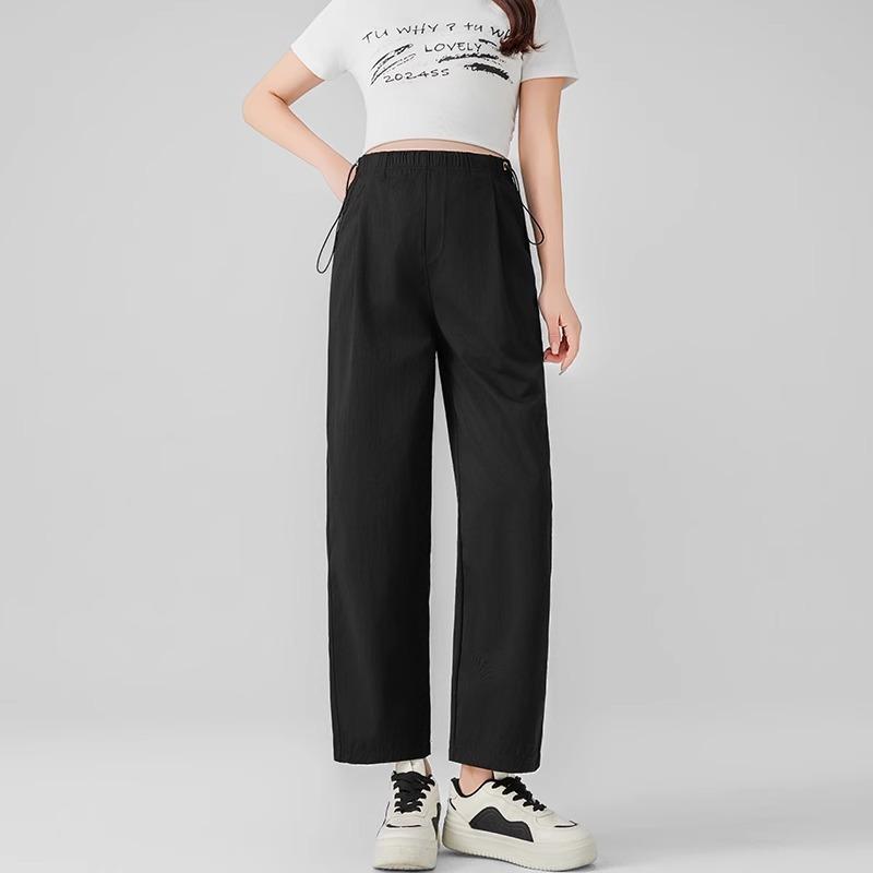 

Брюки для беременных не стесняют живот, весенне-летние новые тонкие повседневные брюки, маленькие брюки длиной до щиколотки женские летние S（70-90） чёрный