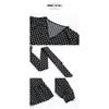 Women's Fashion Spring Fall Polka Dot Print Long Sleeve V-Neck High Waist Casual Dresses