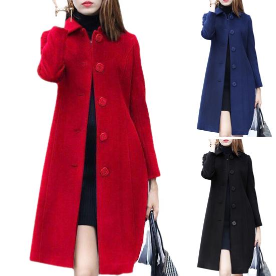 Damenmantel Mittellang Einreihig Einfarbig Umlegekragen Elegant Weich Strickjacke Plus