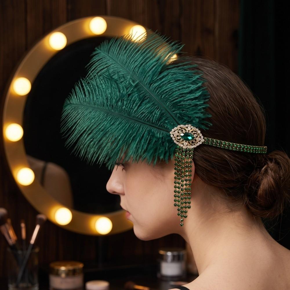 Vintage Opaska z Piórami Retro Gatsby Nakrycie Głowy Akcesoria Opaska Flapper Ślubne