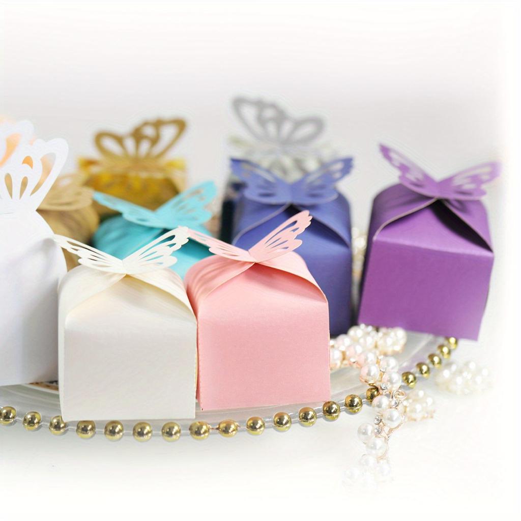 20 ks Malá dárková krabička, Narozeninová svatební oslava Cukroví Perleťový papír Motýl Krabička na drobnosti Čtvercová krabička Sladkosti Svatba Papírová krabička