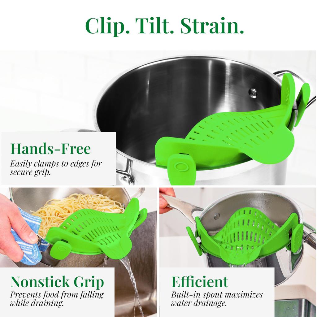1pc Adjustable Silicone Clip On Strainer For Pots Kitchen Pot Strainer Handheld Drainer For Noodles Pasta Fruit Vegetable