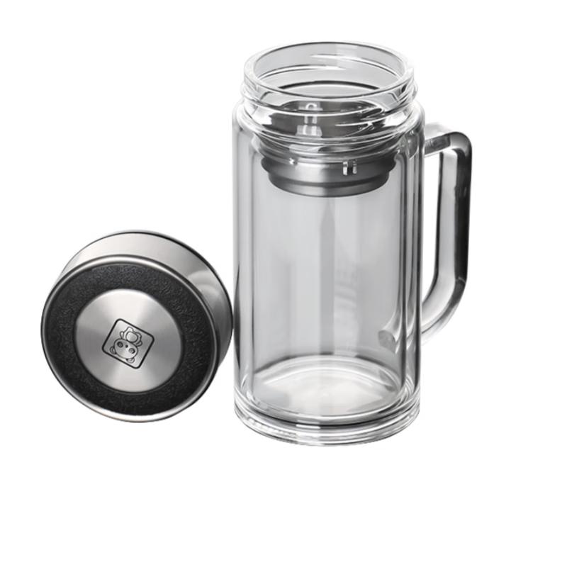 Insulated Double-Layer Borosilicate Glass Tea Infuser Mug