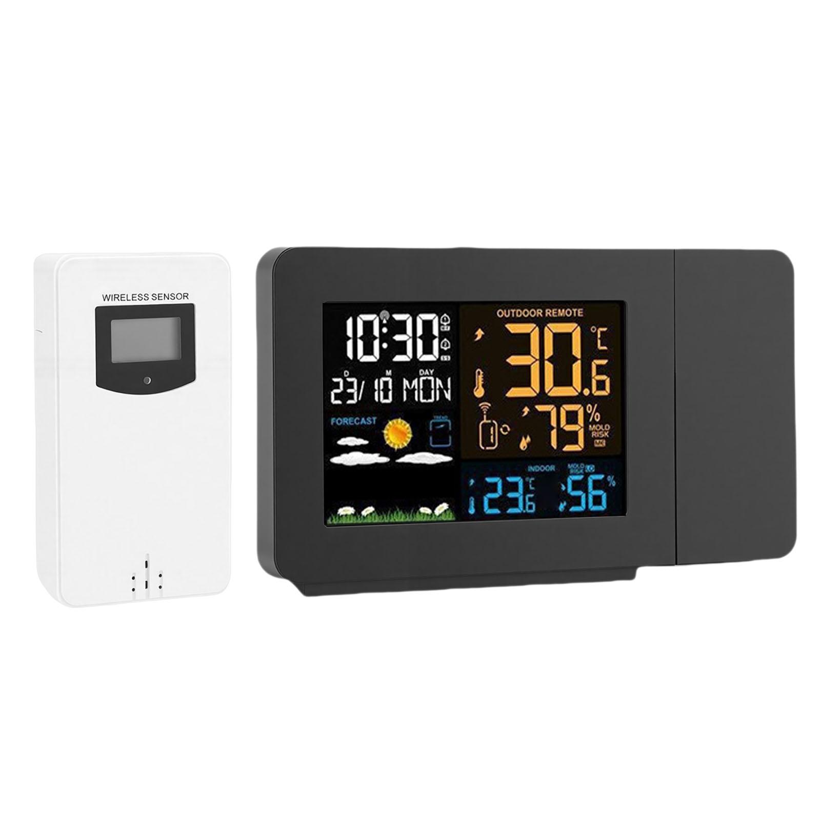 

Projection Alarm Clock Weather Forecast Station Indoor Outdoor Thermometer Temperature Humidity Display for Bedroom