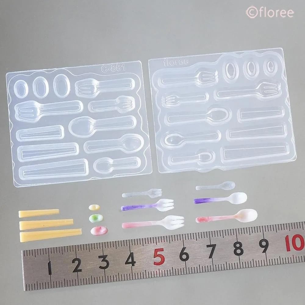 Kameshima Shoten Soft Mold Dining Table Accessories Set Chopstick Hobby Tool 4-piece (Fork, Spoon, Chopsticks, Rest) Double-sided C-881