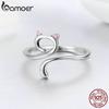BAMOER Authentic 925 Sterling Silver Naughty Cat Nail Pussy Open Size Finger Ring