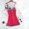 Sexy Ice Silk Sling Nightdress With Chest Pad Pajamas Ladies Silk Nightwear
