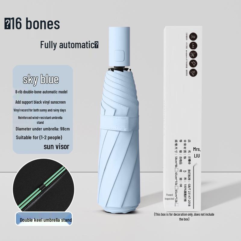 Q Fully Automatic Extra-Large Umbrella: Sun & Rain Dual Use, Reinforced Anti-UV Sunshade for Men & Women.