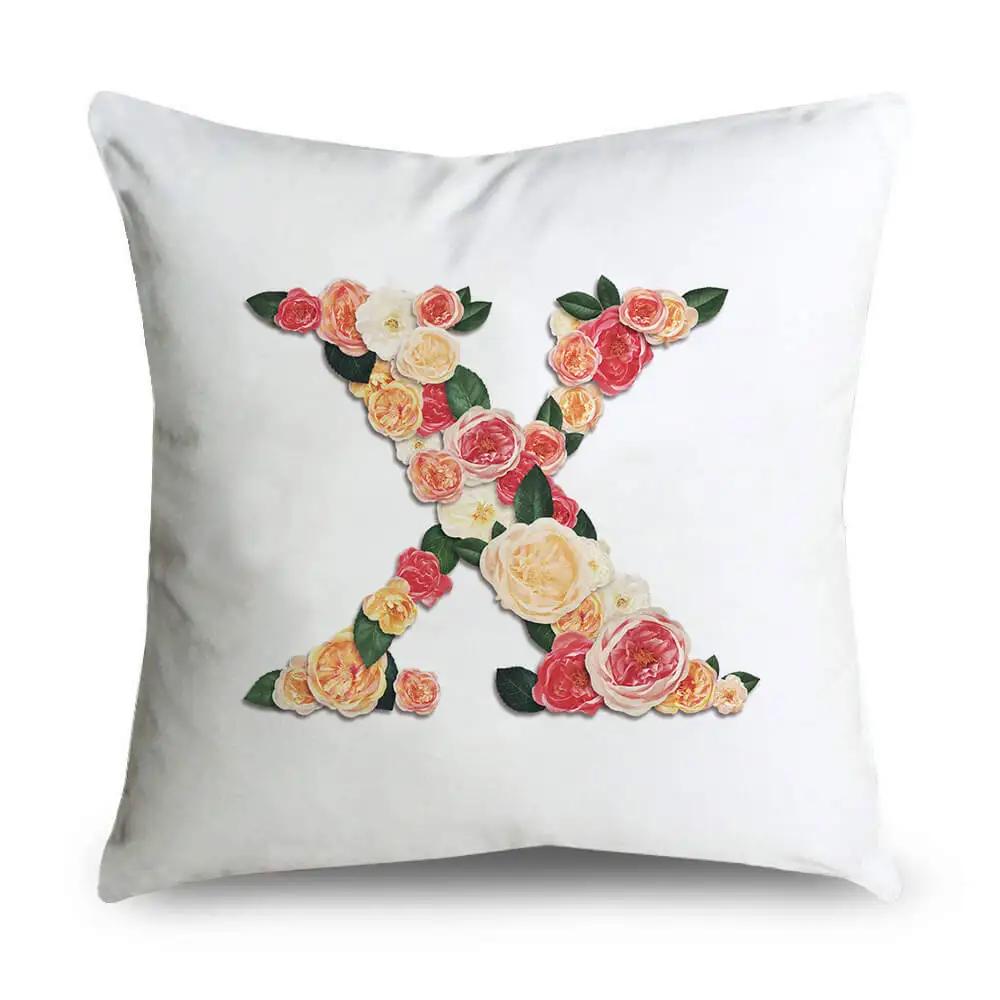 Pillow Home Decor Chair Pillowcase Wedding Decoration Cushion Cover Pink Flower Letter Sofa Car