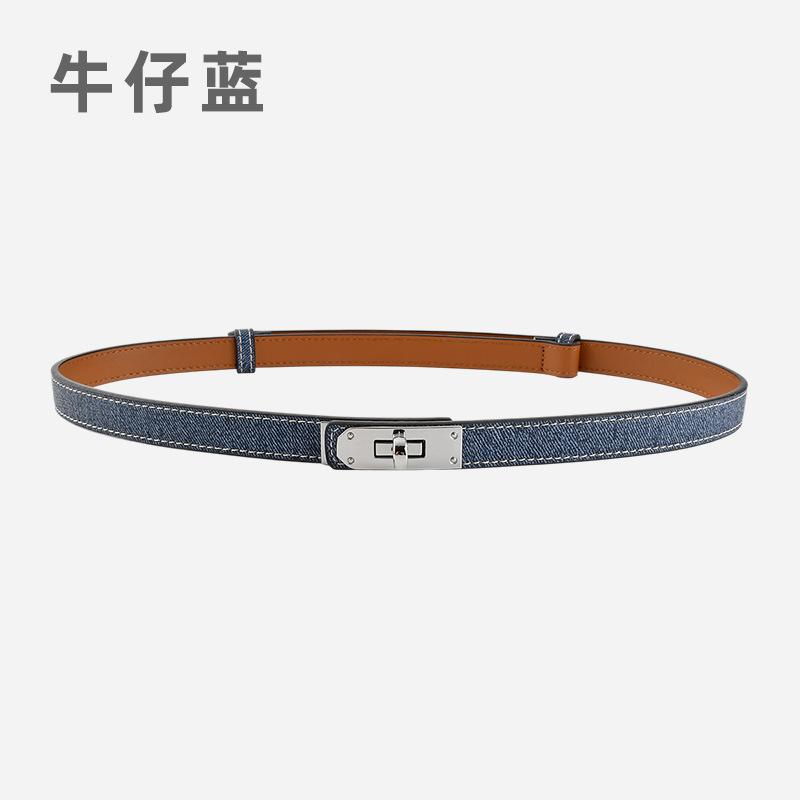 Leather Lock Adjustable Belt Women'S Premium Cowhide Waist Seal With Dress Decorative Belt