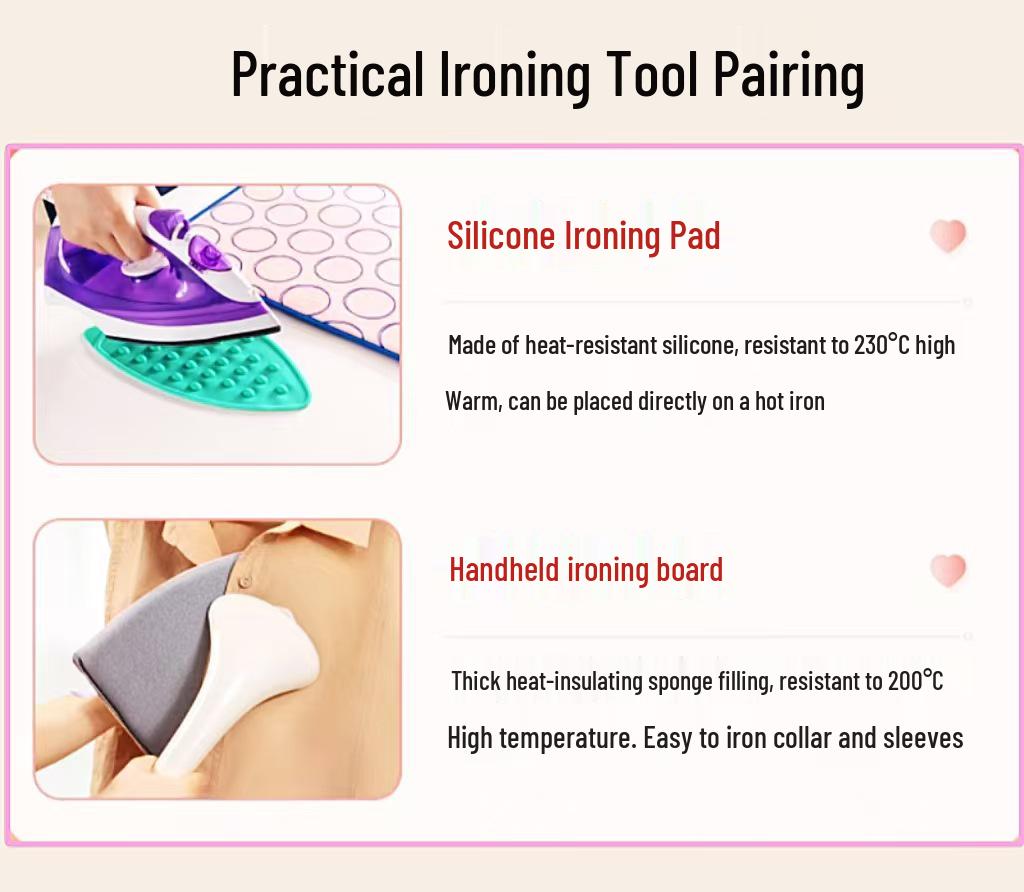 Hanging Heat-Resistant Pink Ironing Pad, Six-Layer Thick, Waterproof & Non-Slip