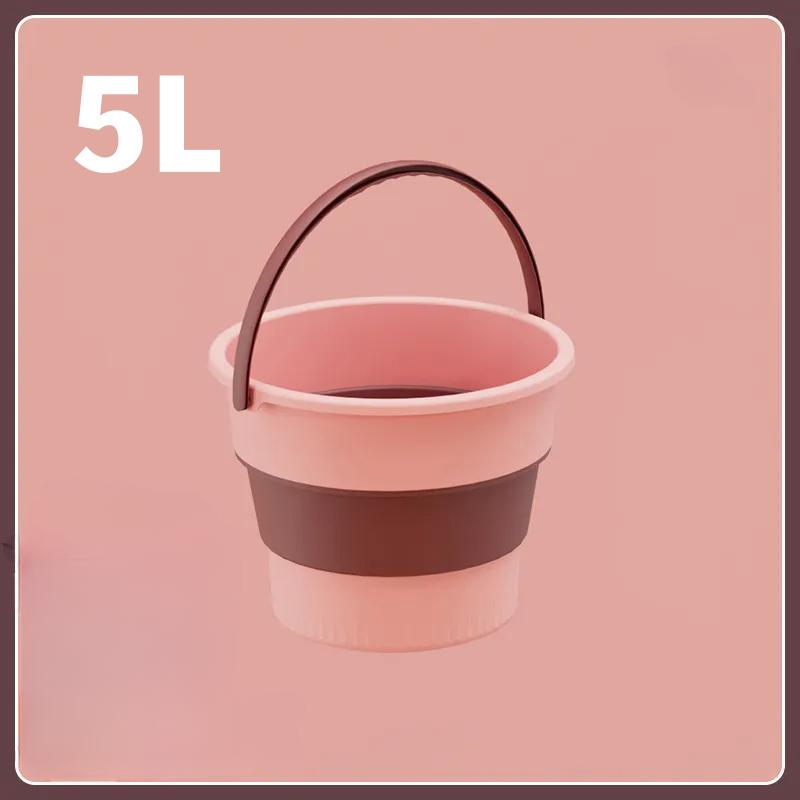 5L/10L Portable Folding Bucket Thickened Plastic Bucket for Fishing Camping Folding Bucket Bathroom Kitchen Camp Bucket