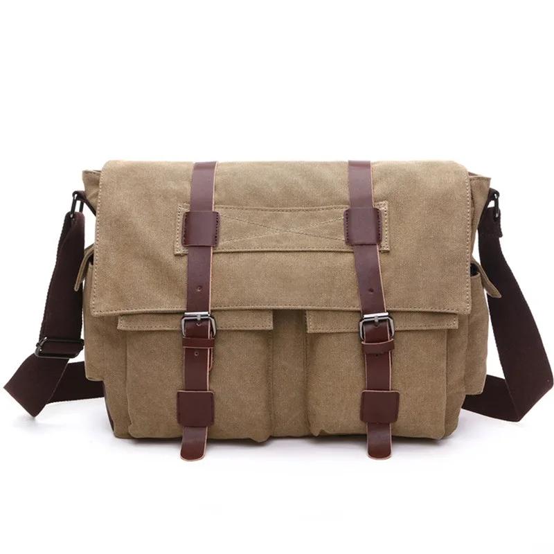 

Men Business Messenger Bags for Men Shoulder Bag Vintage Canvas Crossbody Pack Retro Casual Office Travel Bag