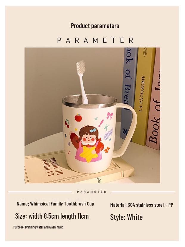 Whimsical Family Stainless Steel Cartoon Toothbrush Cup