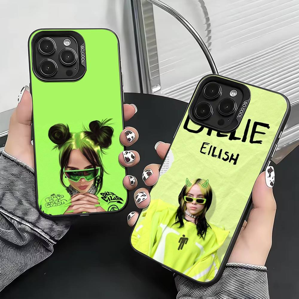 Singer Bad Guy Billie Eilish Phone Case For iPhone 17,16,15,14,13,12,11 Plus,Pro Max,XS,Colored Silver Plated Inside Cover